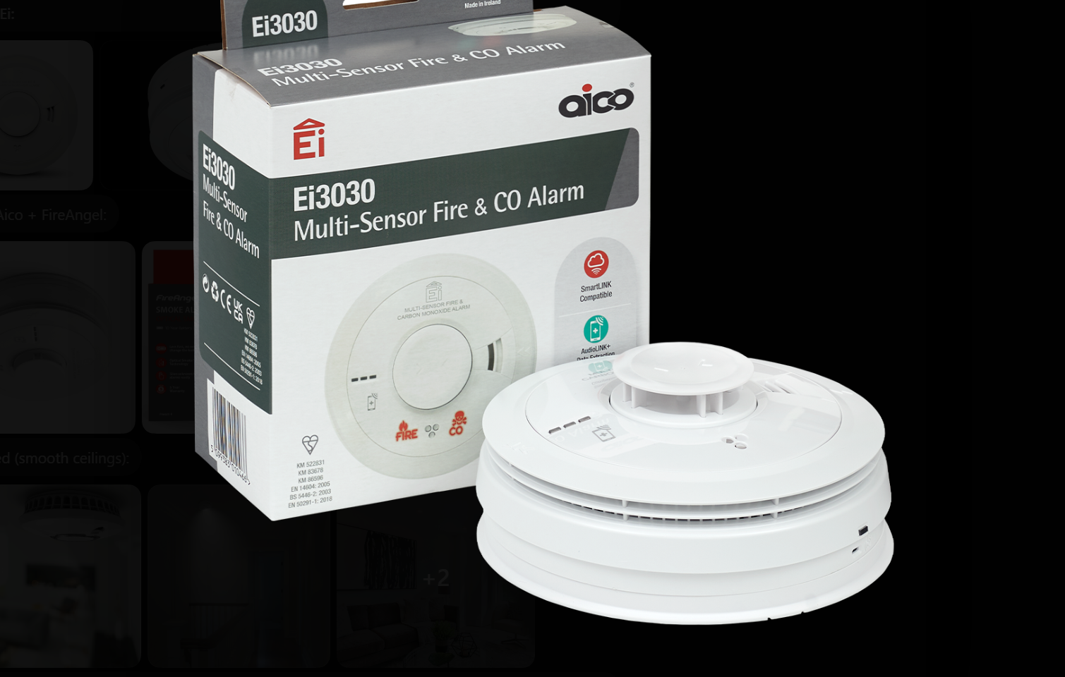 Aico Ei3030 fire and carbon monoxide alarm with packaging